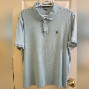 Polo by Ralph Lauren Men's Light Heathered Blue Polo Shirt